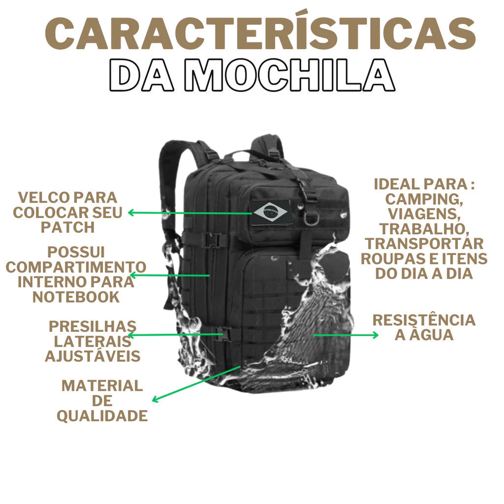 Mochila Militar Tática Impermeável 50 Litros