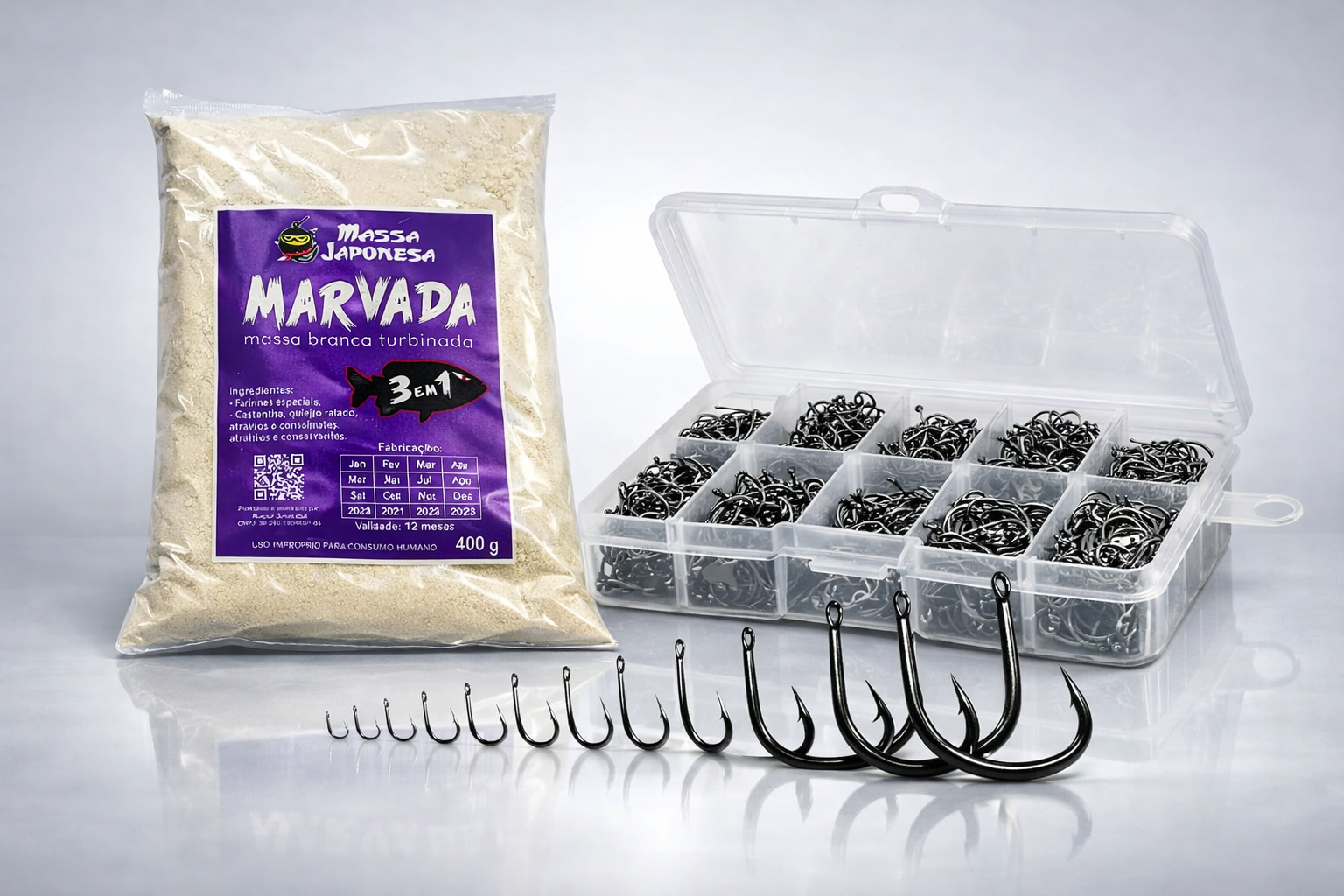 Kit Massa Marvada e  600 Anzóis Chinu